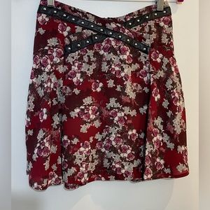 The kooples floral mini skirt with leather details XS